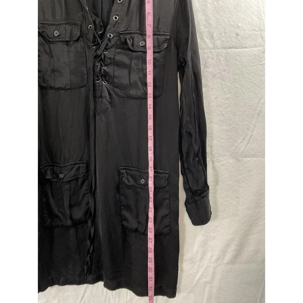 Denim & Supply Ralph‎ Lauren Shirt Dress Womens XS Black Lace Up Utility Safari